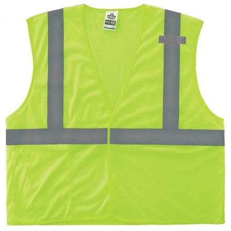 Ergodyne 8210HL Mesh Hi-Vis Safety Vest, Polyester Mesh, Mesh Fabric, Lime, Size XS 8210HL